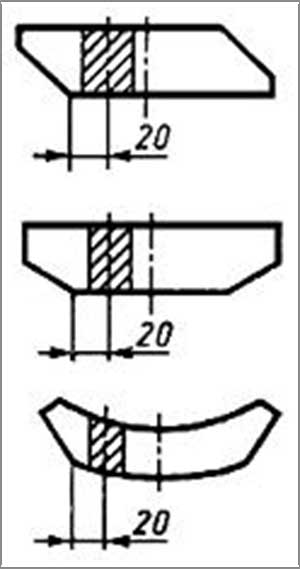 Схемы отбора заготовок из проб от полосы со скошенными кромками